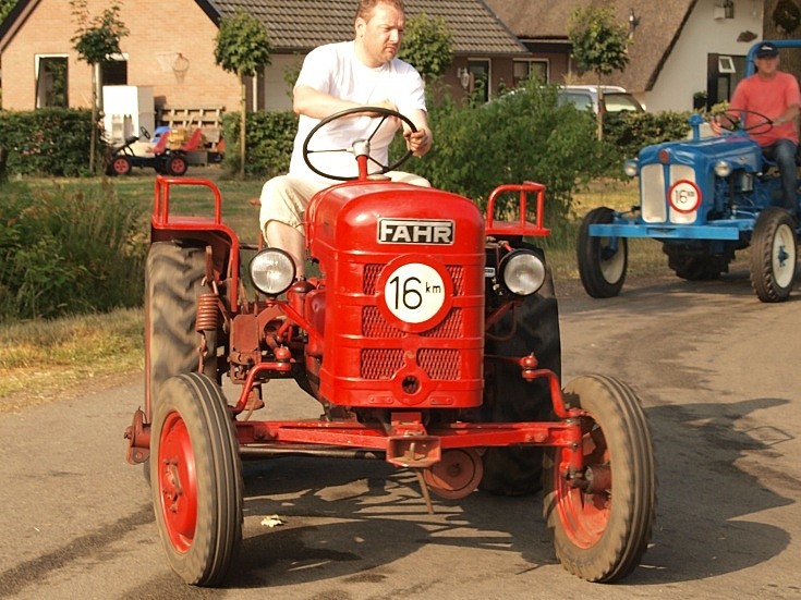 Running around on an old tractor